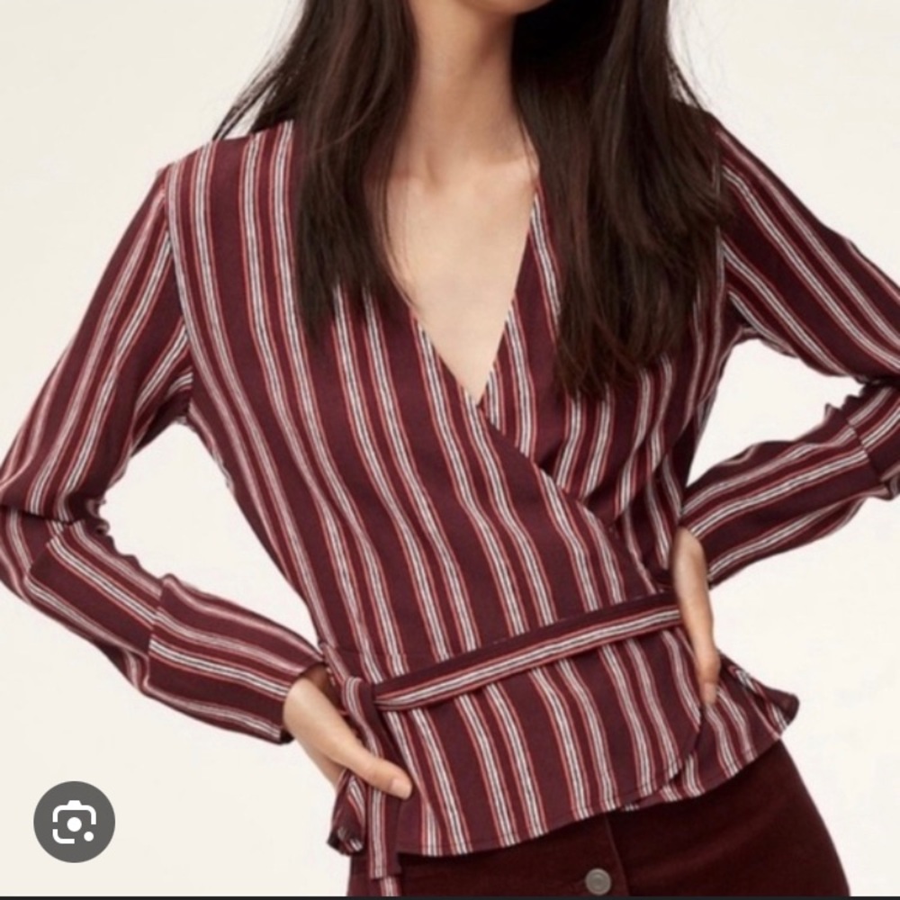 Wilfred Free Long Sleeve Wrap Top with Pendulum Waist